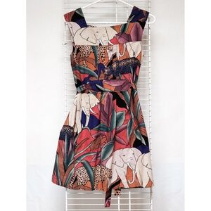 Elephant print cotton sleeveless dress - Size S